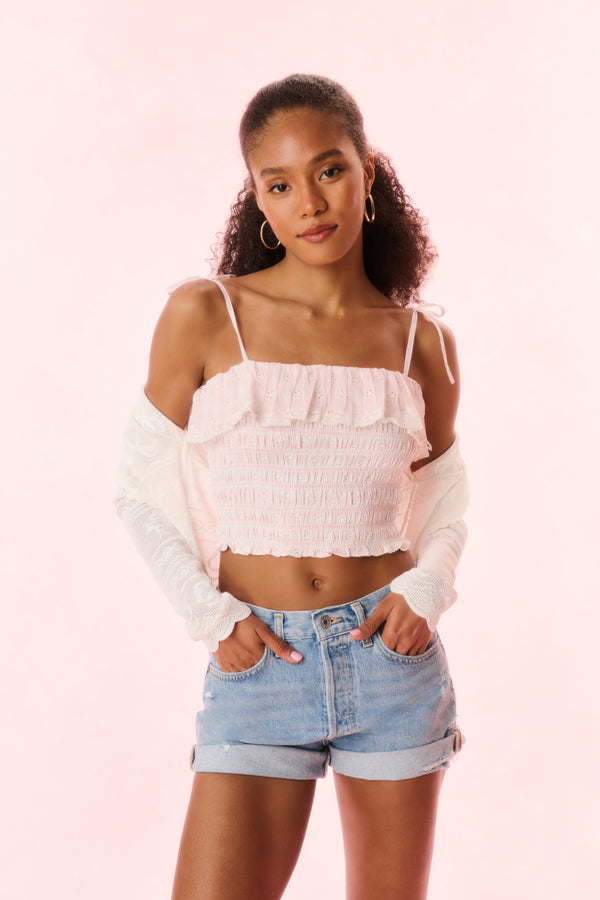 loveshackfancy Renada Gingham Eyelet Top