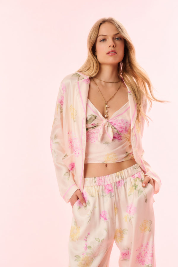 Loveshackfancy Renetta Satin Floral Top