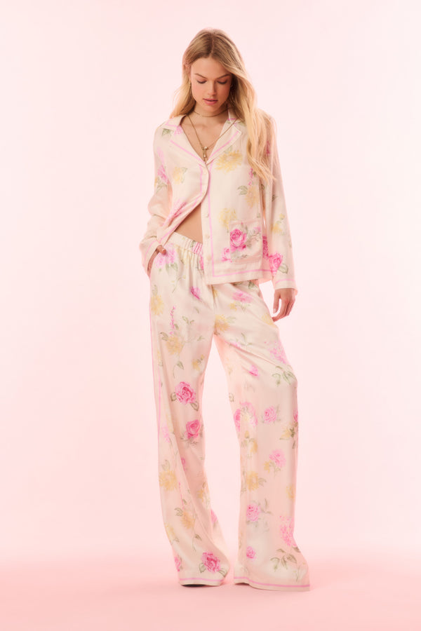 Loveshackfancy Renetta Satin Floral Top