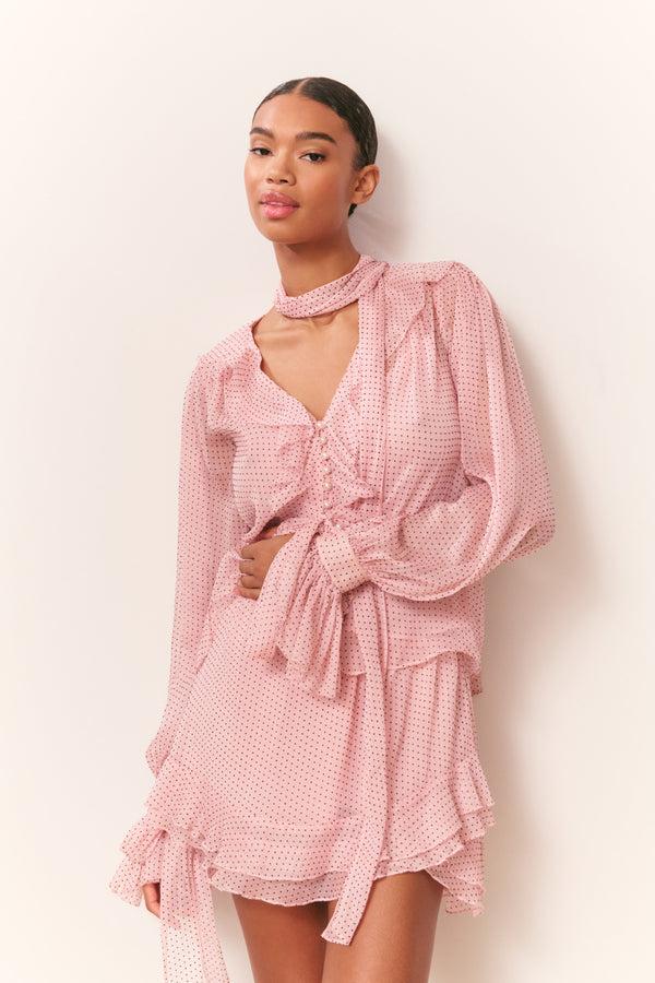 loveshackfancy Renza Polka Dot Mini Skirt