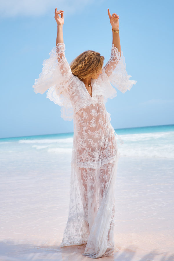 Loveshackfancy Roylan Lace Mesh Maxi Dress