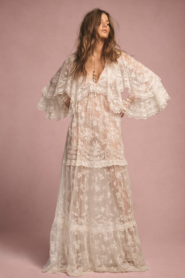 Loveshackfancy Roylan Lace Mesh Maxi Dress