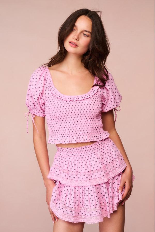 Loveshackfancy Ruffle Mini Cotton Bow Skirt