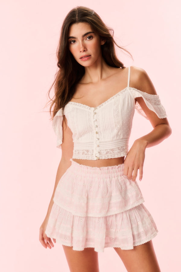 loveshackfancy Ruffle Mini Gingham Eyelet Skirt