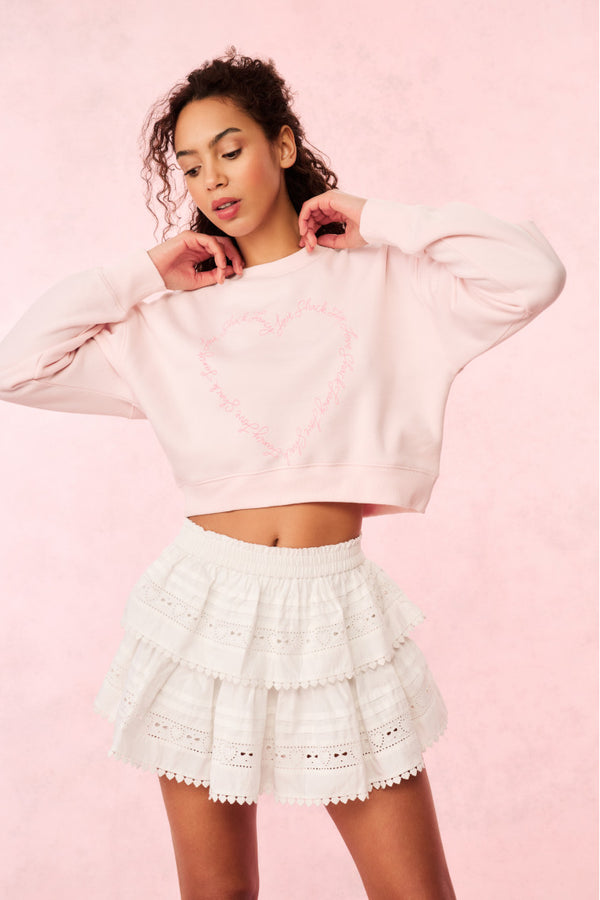 Loveshackfancy Ruffle Mini Heart Eyelet Lace Skirt