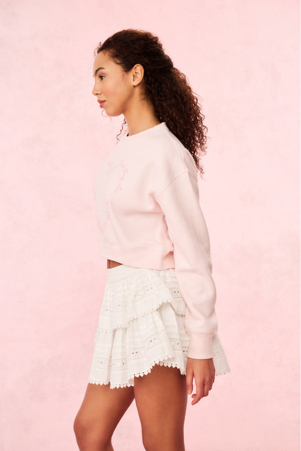 Loveshackfancy Ruffle Mini Heart Eyelet Lace Skirt