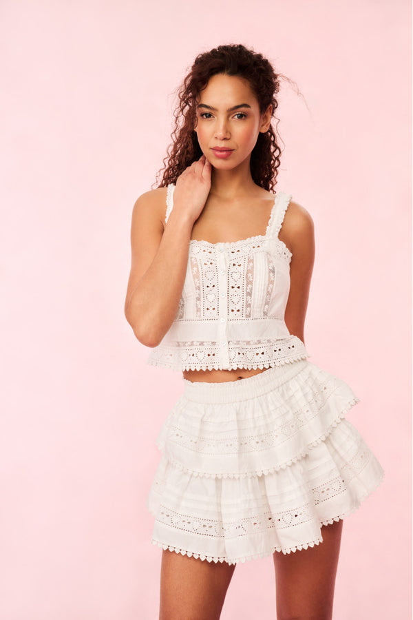 loveshackfancy Ruffle Mini Heart Eyelet Lace Skirt