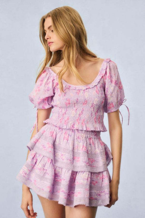 loveshackfancy Ruffle Mini Heirloom Print Skirt