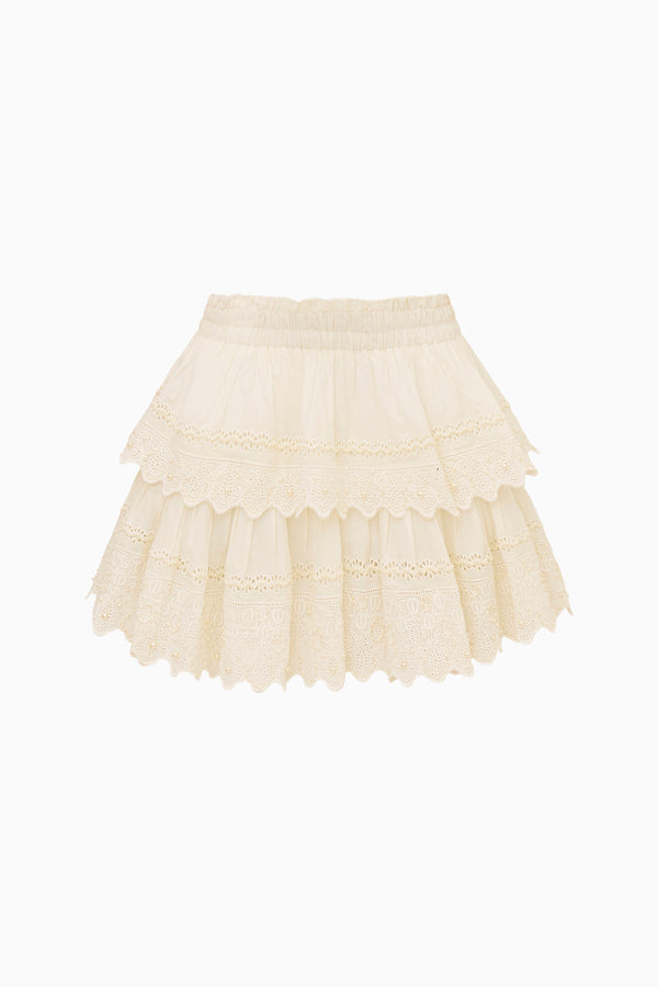 Loveshackfancy Ruffle Mini Pearl-Embellished Skirt