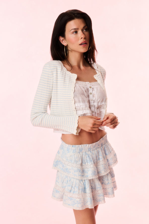 Loveshackfancy Ruffle Mini Toile Print Skirt
