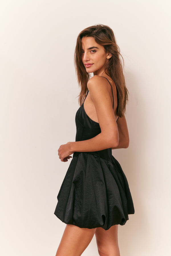 Loveshackfancy Salna Satin Mini Bubble Dress