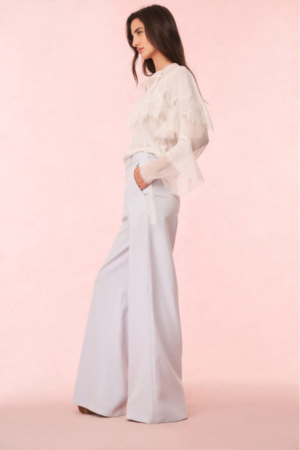 Loveshackfancy Samuela Wool-Blend Wide-Leg Trouser