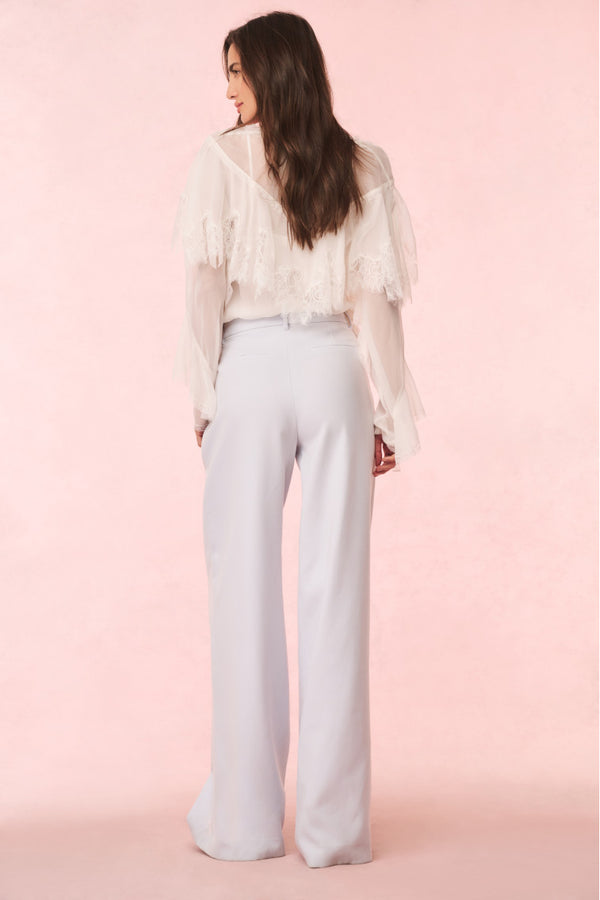 Loveshackfancy Samuela Wool-Blend Wide-Leg Trouser