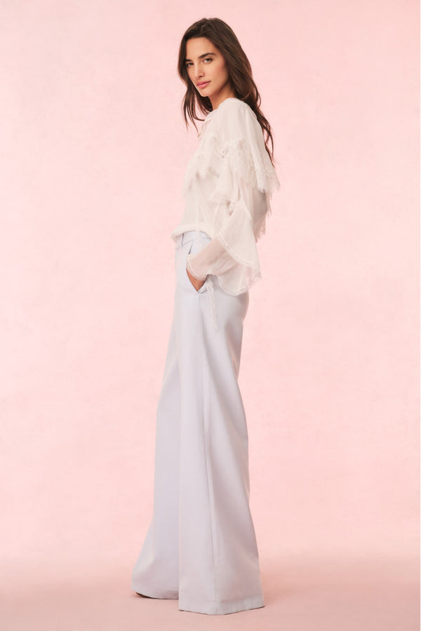 Loveshackfancy Samuela Wool-Blend Wide-Leg Trouser