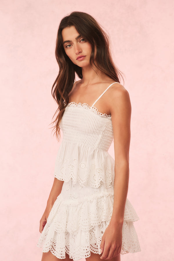 Loveshackfancy Shailo Eyelet Lace Mini Skirt