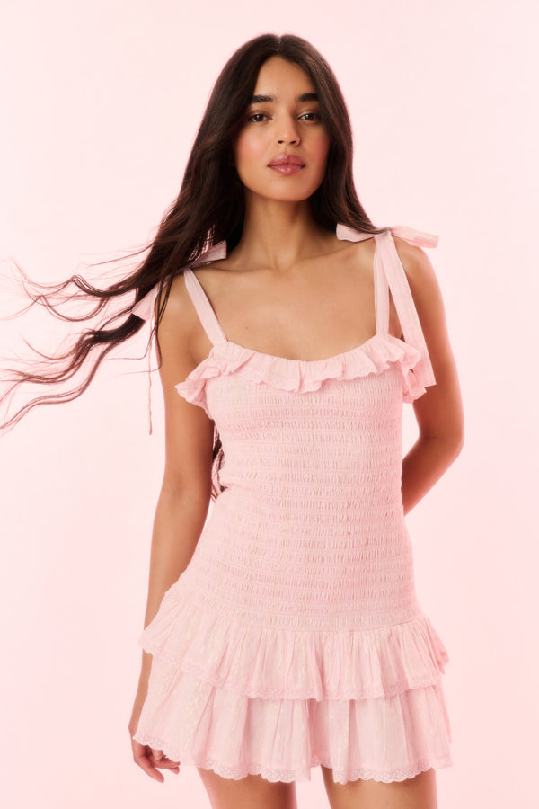 loveshackfancy Sherina Cotton Smocked Mini Dress