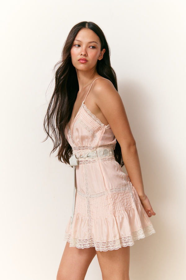 Loveshackfancy Sibelle Silk Ribbon Mini Dress