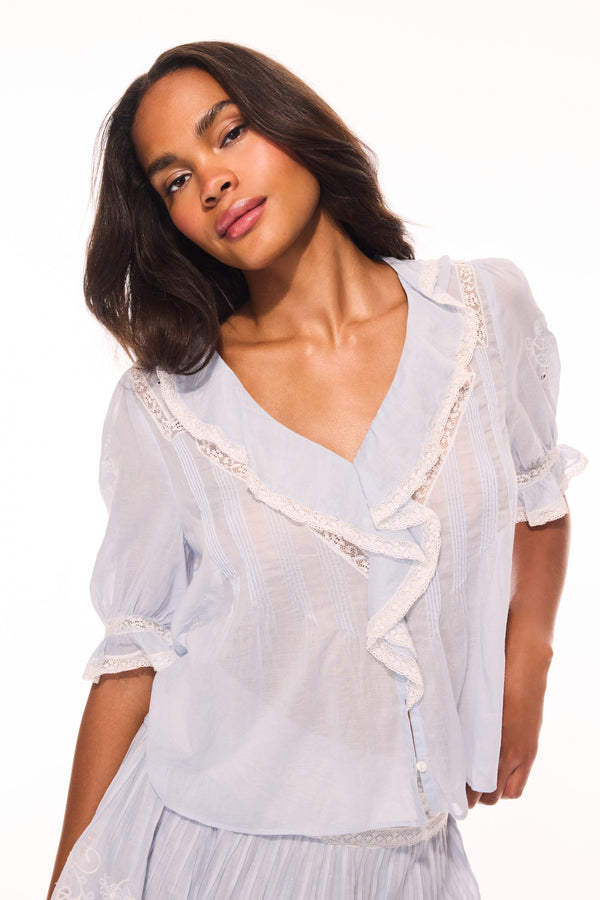 Loveshackfancy Sinora Embroidered Cotton Top