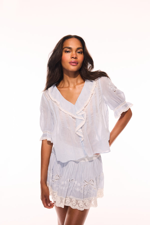 loveshackfancy Sinora Embroidered Cotton Top