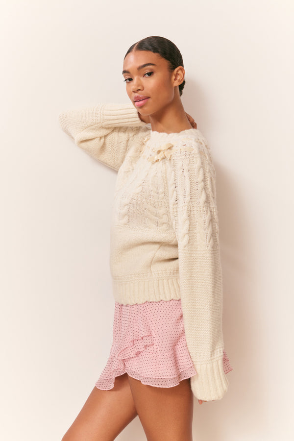 Loveshackfancy Sloanna Knit Cotton Ribbon Pullover