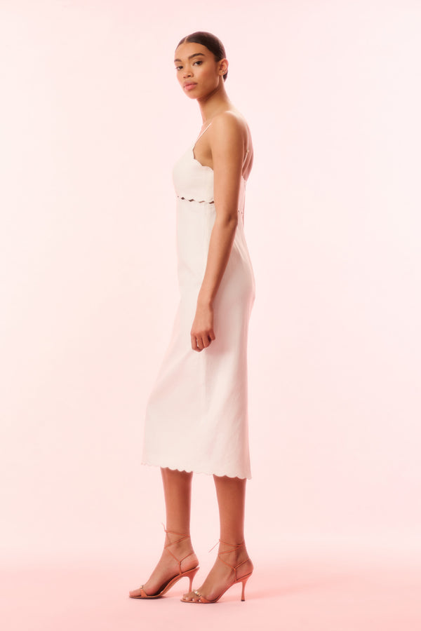 Loveshackfancy Sydelle Linen Cut-Out Midi Dress