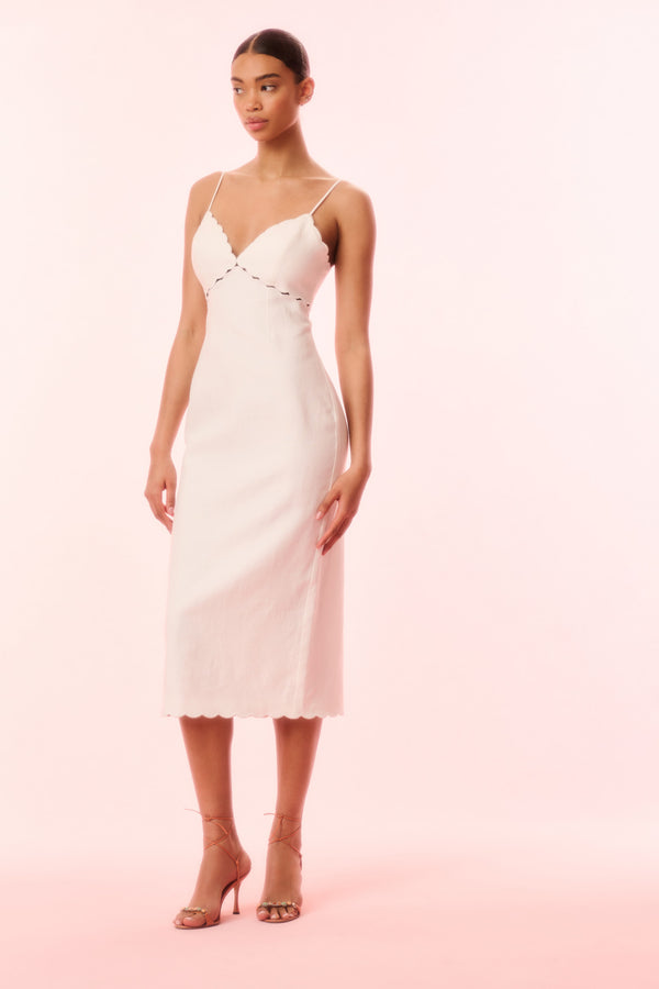 loveshackfancy Sydelle Linen Cut-Out Midi Dress