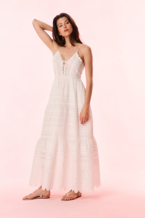loveshackfancy Terria Cotton Scalloped Maxi Dress