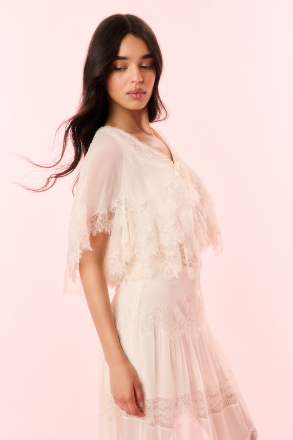 Loveshackfancy Thessia Silk Lace Top