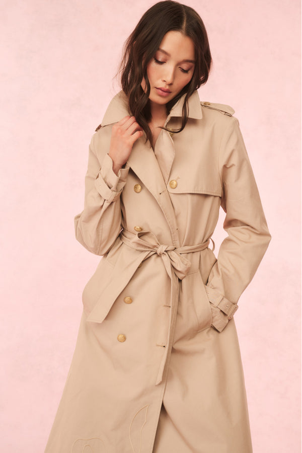 Loveshackfancy Thiel Bow-Embroidered Trench Coat