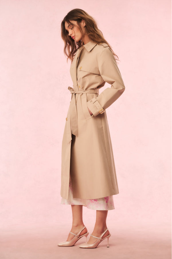 Loveshackfancy Thiel Bow-Embroidered Trench Coat