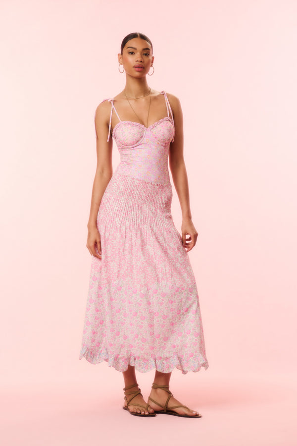 loveshackfancy Tian Liberty Fabric Midi Skirt