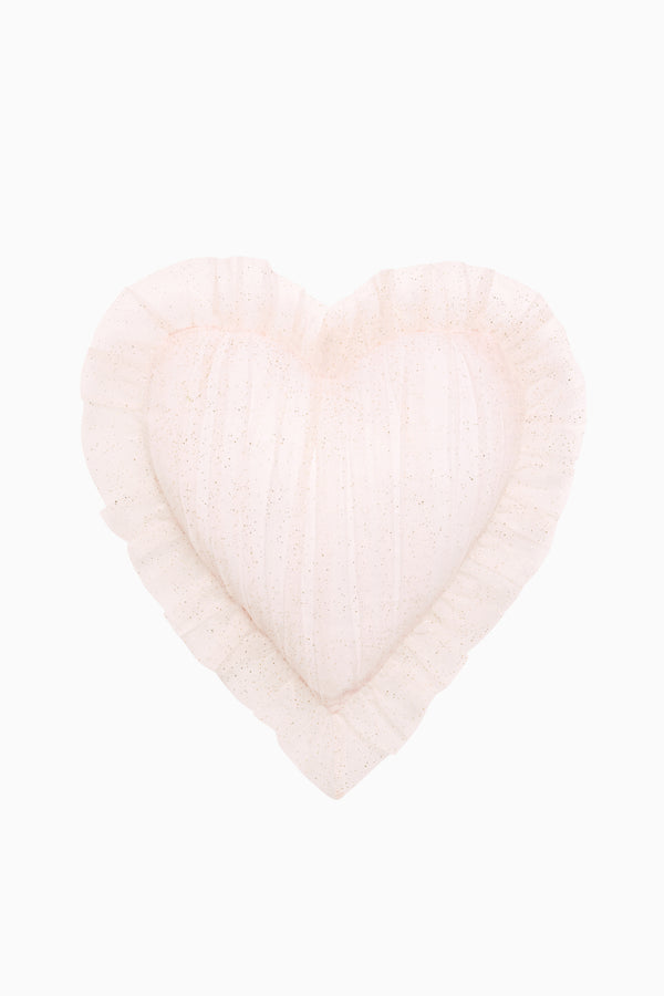 loveshackfancy Tulle Ruffle Heart Pillow