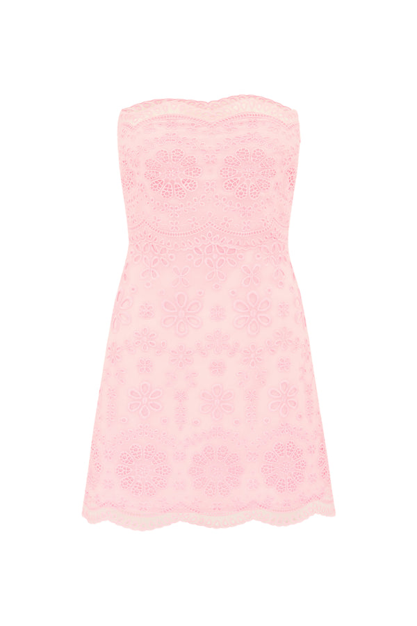 Loveshackfancy Vailia Organza Eyelet Mini Dress
