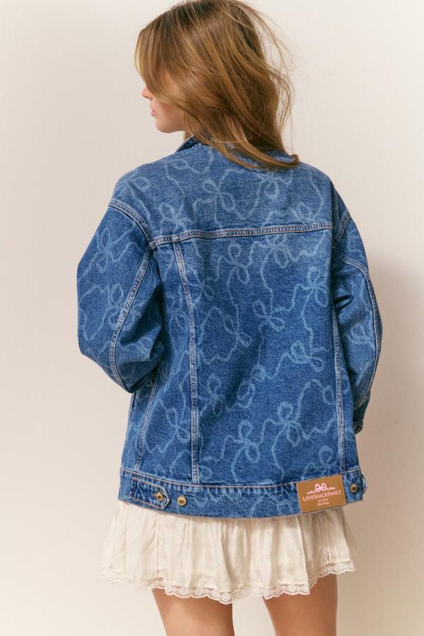 Loveshackfancy Valette Bow Denim Jacket