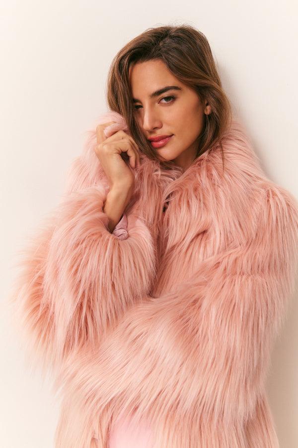 Loveshackfancy Valia Long Faux Fur Coat