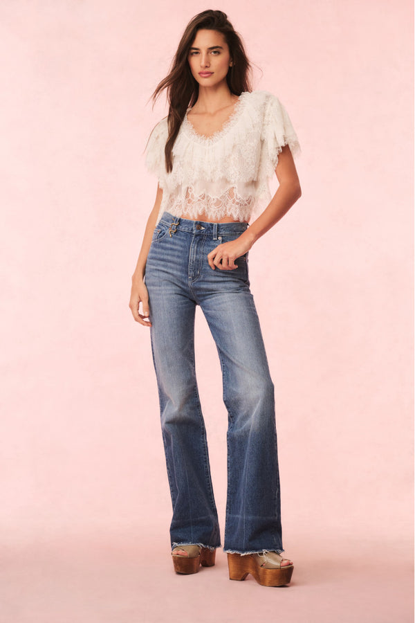 Loveshackfancy Vienne Lace Ruffle Top