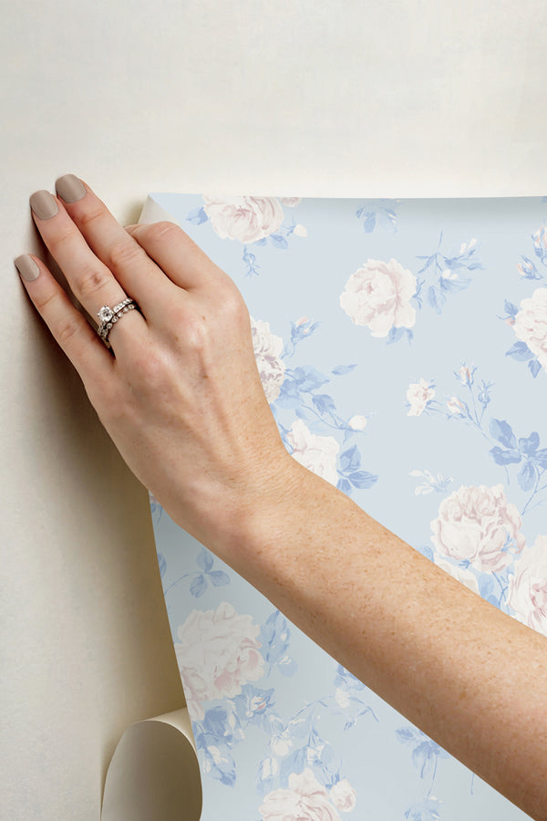 Loveshackfancy Whisper Blue Peel + Stick Wallpaper