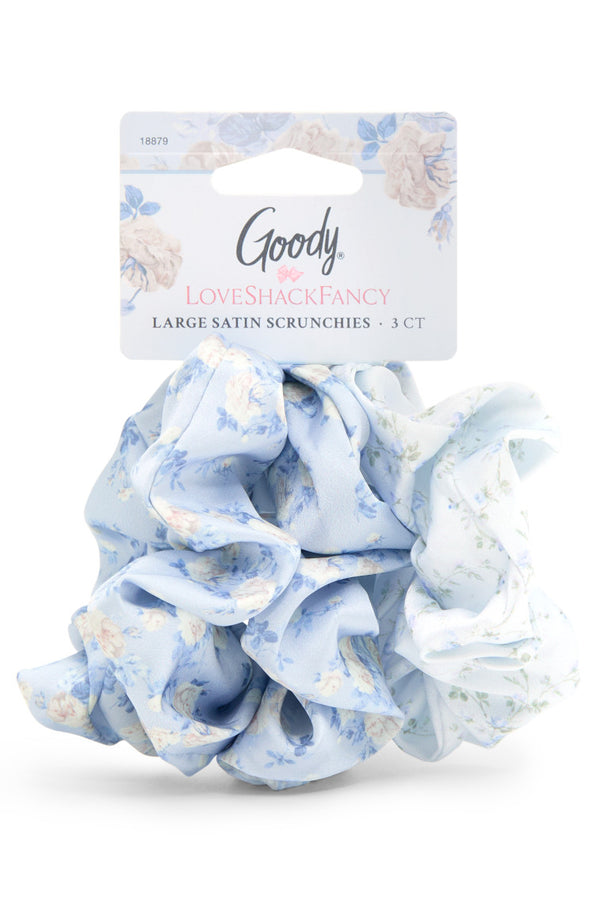 loveshackfancy LoveShackFancy x Goody Blue Large Satin Scrunchie Set