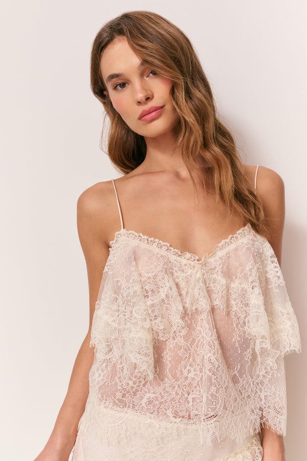 loveshackfancy Zhanya Sheer Lace Top