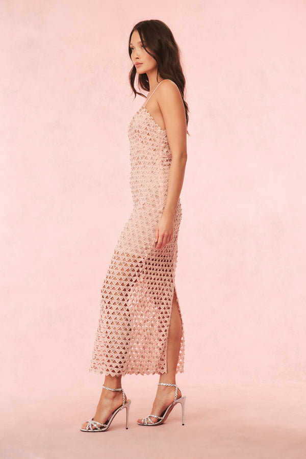 Loveshackfancy Lunaria Rhinestone Cotton Lace Maxi Dress