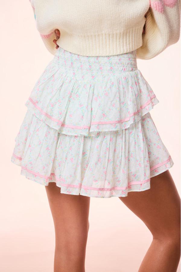 Loveshackfancy Neve Re-Edition Cotton Tiered Mini Skirt