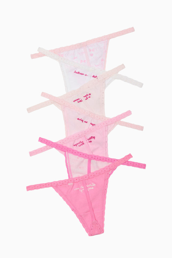 Loveshackfancy PINK X LoveShackFancy 7-Pack V-String Panties
