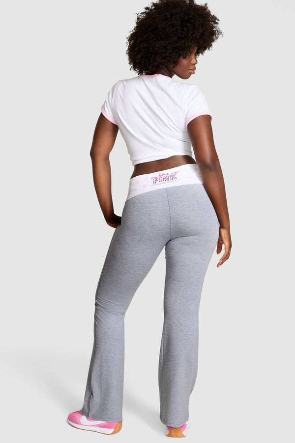 Loveshackfancy PINK X LoveShackFancy Cotton Foldover Flare Leggings