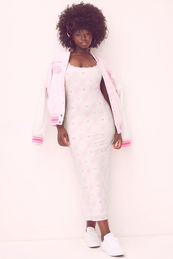 Loveshackfancy PINK X LoveShackFancy Tartan Icons Modal Midi Dress
