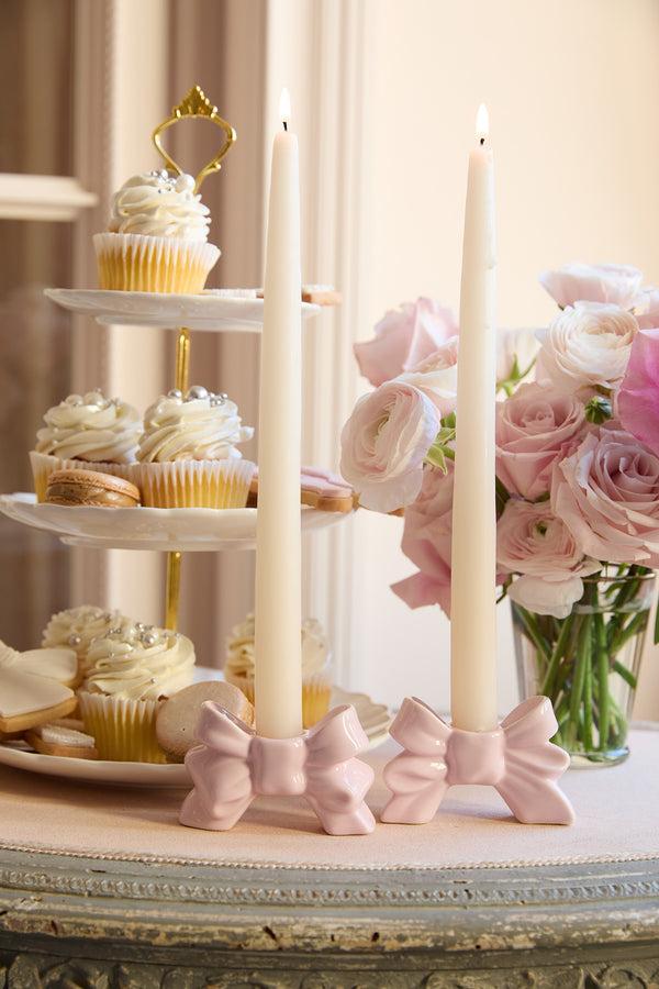 loveshackfancy Porcelain Bow Candlestick Holder - Set Of 2