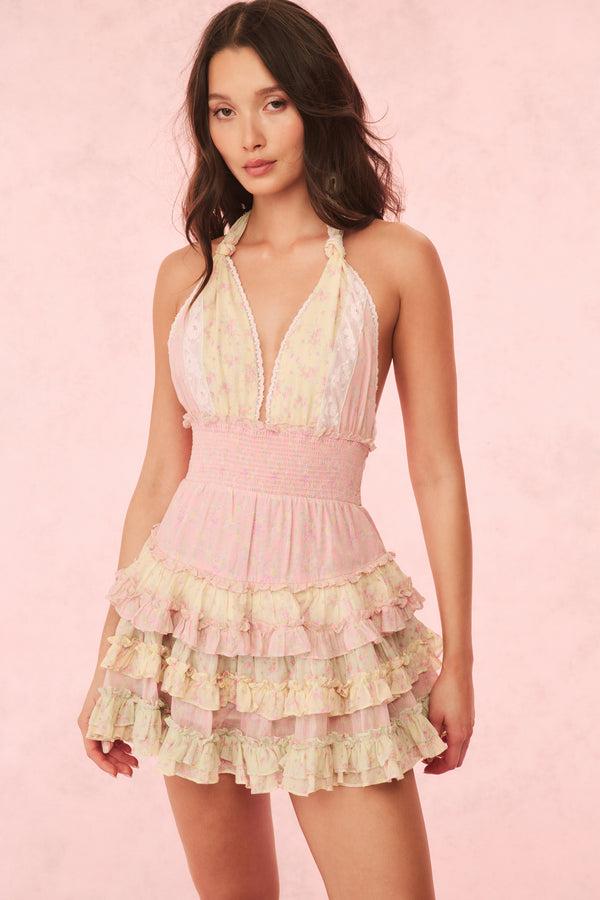 Loveshackfancy Quintelle Cotton Mixed Print Mini Dress