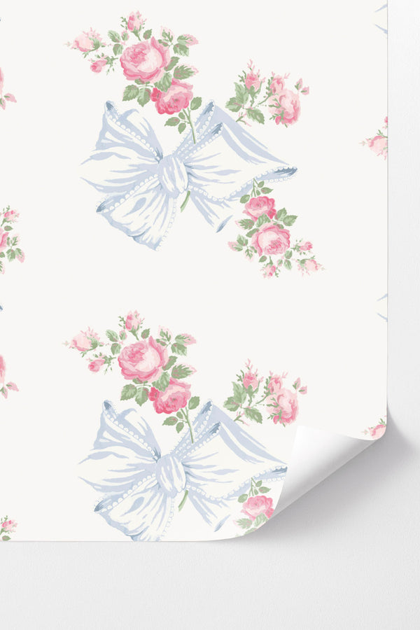 Loveshackfancy Rosa Beaux Pastel Blue Peel + Stick Wallpaper
