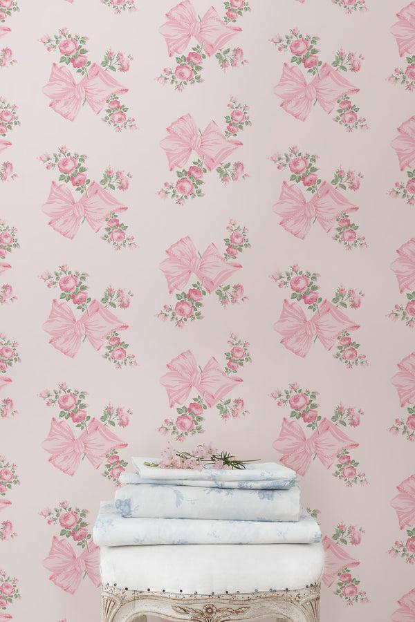 loveshackfancy Rosa Beaux Pink Mint Standard Wallpaper