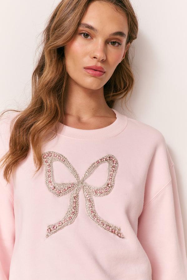 Loveshackfancy Rylan Embellished Bow Fleece Pullover