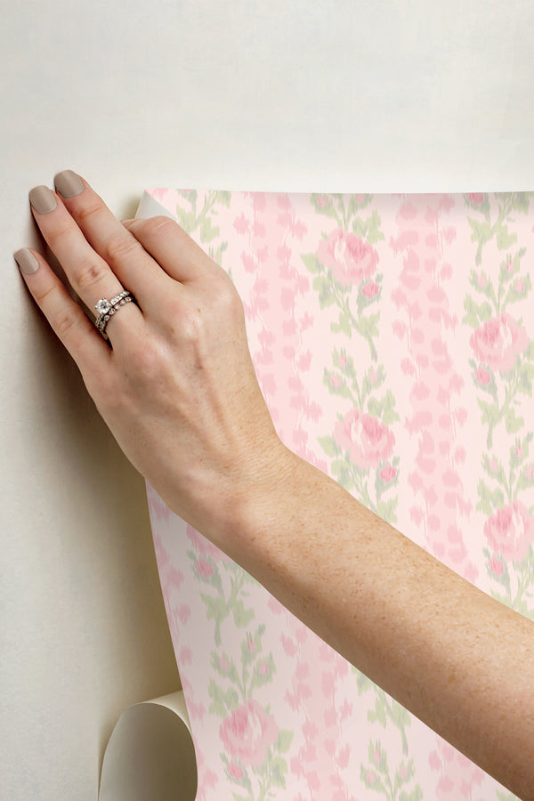 Loveshackfancy Strawberry Macaroon Peel + Stick Wallpaper